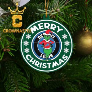 Detroit Lions Grinch Merry NFL Acrylic Christmas Tree Decor Ornament