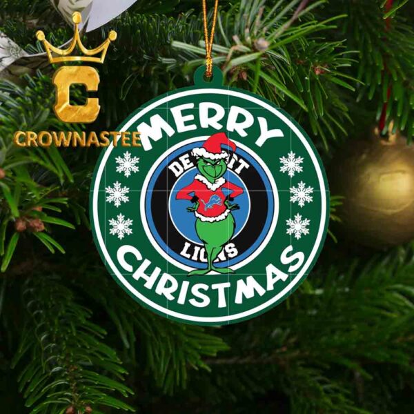 Detroit Lions Grinch Merry NFL Acrylic Christmas Tree Decor Ornament