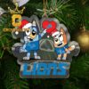 Detroit Lions Christmas Bluey Say Hi NFL Acrylic Christmas Tree Decoration Ornament