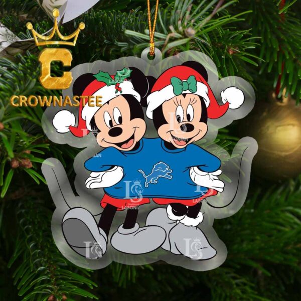 Detroit Lions Mickey Christmas NFL Acrylic Christmas Tree Decoration Ornament
