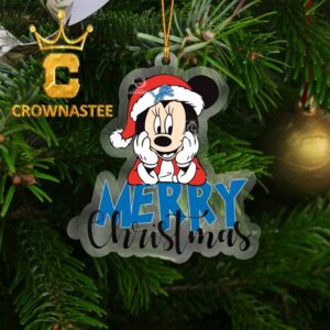 Detroit Lions Mickey Merry Christmas NFL Acrylic Christmas Tree Decor Ornament