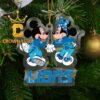 Detroit Lions Mickey Minnie Valentine Football NFL Acrylic Christmas Tree Decor Ornament
