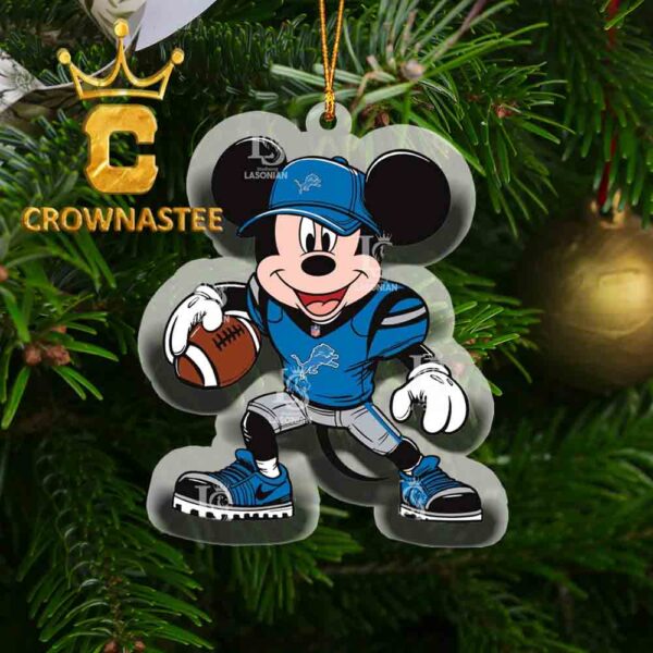 Detroit Lions Mickey Mouse NFL Acrylic Christmas Tree Decor Ornament