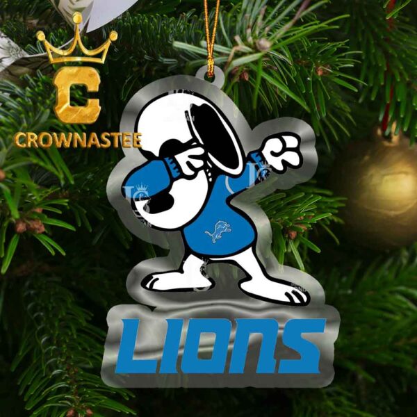Detroit Lions Snoopy Sport NFL Acrylic Decor Christmas Tree Ornament