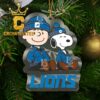Detroit Lions Snoopy NFL Ho Ho Ho Acrylic Christmas Tree Decoration Ornament
