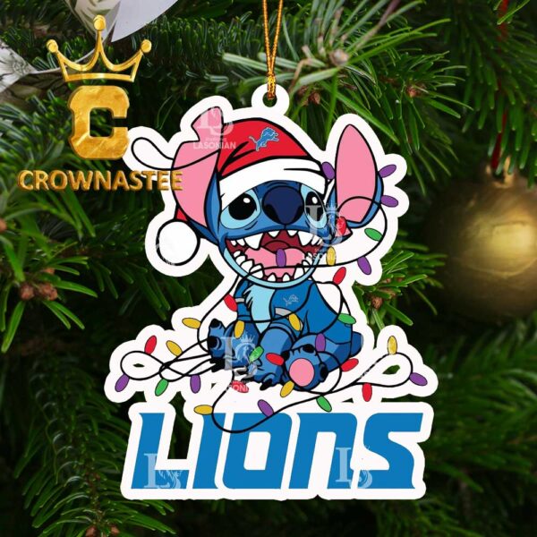 Detroit Lions Stitch NFL Cute Christmas Tree Decor Ornament