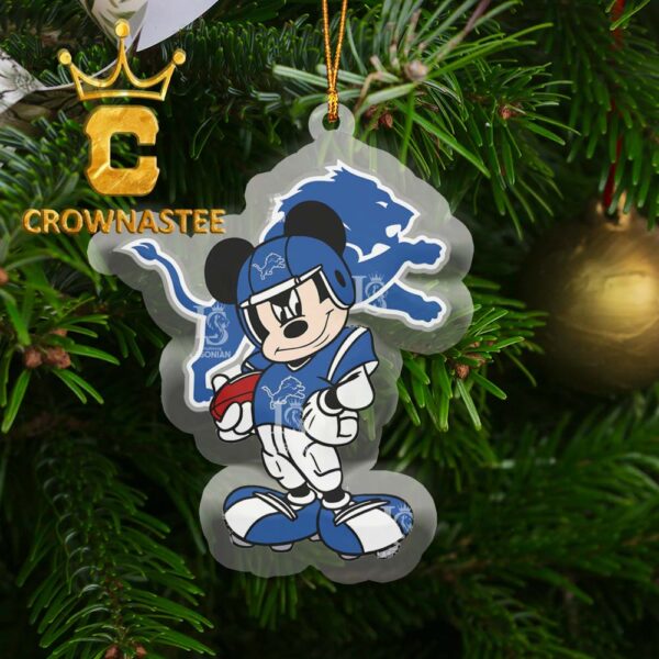 Detroit Lions Disney Mickey Mouse Acrylic NFL Xmas Christmas Tree Decor Ornament