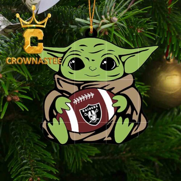 Las Vegas Raiders Baby Yoda NFL Acrylic Christmas Tree Decoration Ornament