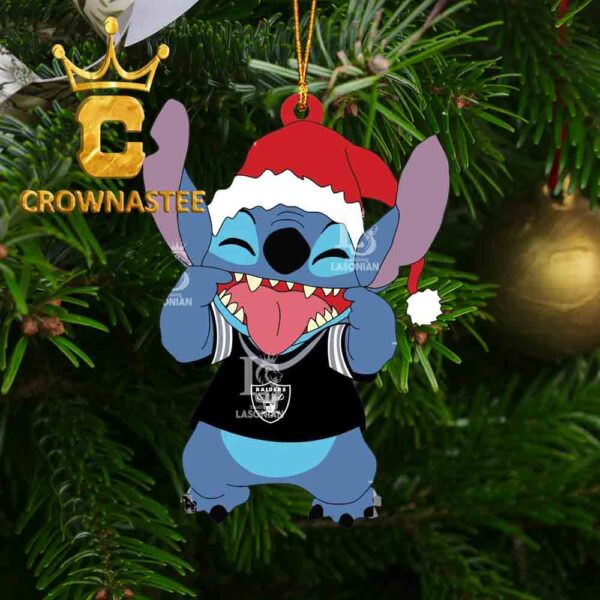 Las Vegas Raiders Christmas Stitch Disney NFL Acrylic Christmas Tree Decoration Ornament