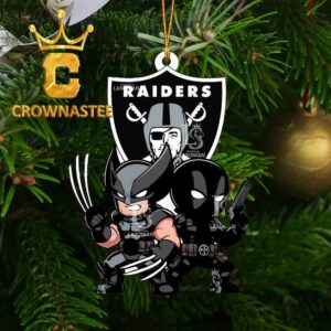 Las Vegas Raiders Deadpool And Wolverine NFL Acrylic Christmas Tree Decoration Ornament