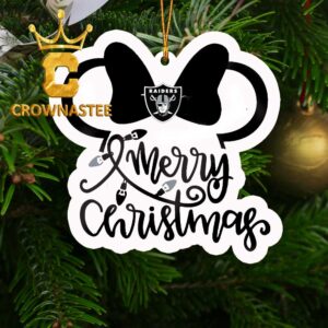 Las Vegas Raiders Disney Mickey Minnie Merry Christmas Acrylic Christmas Tree Decoration Ornament