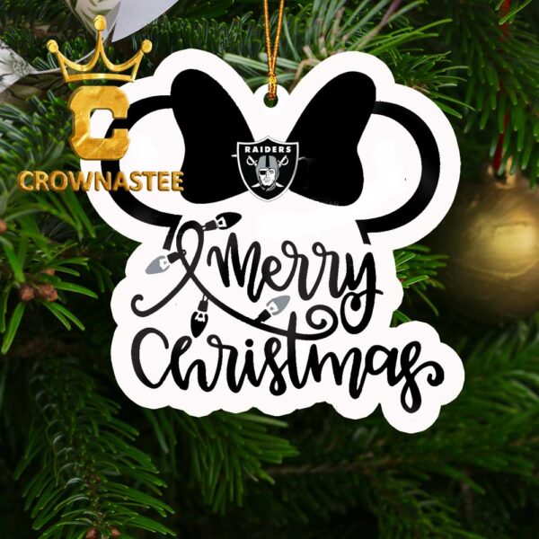 Las Vegas Raiders Disney Mickey Minnie Merry Christmas Acrylic Christmas Tree Decoration Ornament