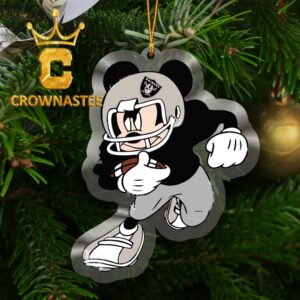Las Vegas Raiders Disney Mickey Mouse Football NFL Acrylic Christmas Tree Decor Ornament