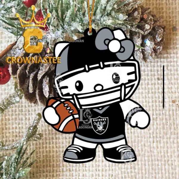Las Vegas Raiders Hello Kitty Acrylic NFL Christmas Tree Decoration Ornament