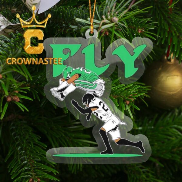 Saquon Barkley Reverse Hurdle NFL Philadelphia Eagles 2024 Acrylic Christmas Tree Decor Ornament