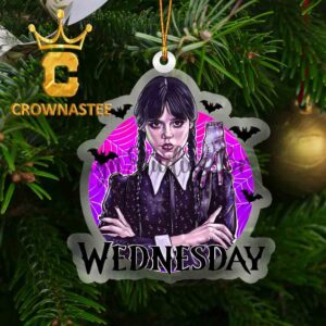 Wednesday And Thing Bat Acrylic Christmas Tree Decor Ornament