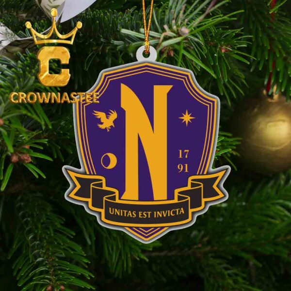 Wednesday Nevermore Academy Logo Unitas Est Invicta Acrylic Christmas Tree Decor Ornament