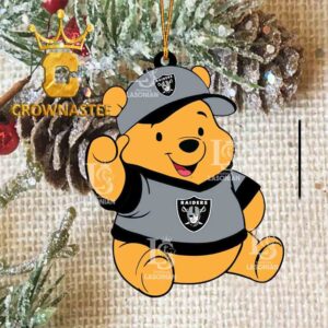 Las Vegas Raiders Pooh Bear Disney NFL Acrylic Christmas Tree Decoration Ornament