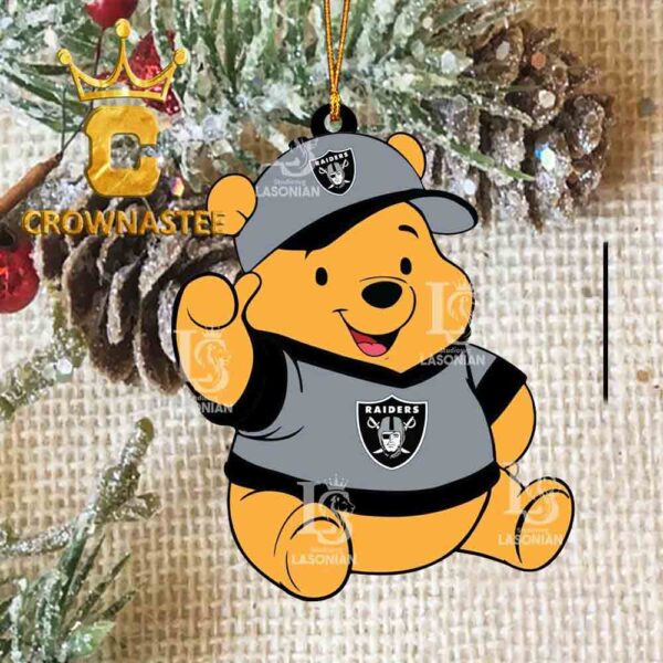 Las Vegas Raiders Pooh Bear Disney NFL Acrylic Christmas Tree Decoration Ornament
