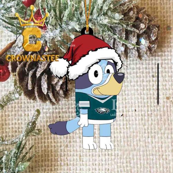 Philadelphia Eagles Bluey Cartoon Christmas NFL Acrylic Christmas Tree Decoration Ornament