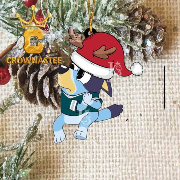 Philadelphia Eagles Christmas Bluey Santa Claus NFL Acrylic Christmas Tree Decoration Ornament