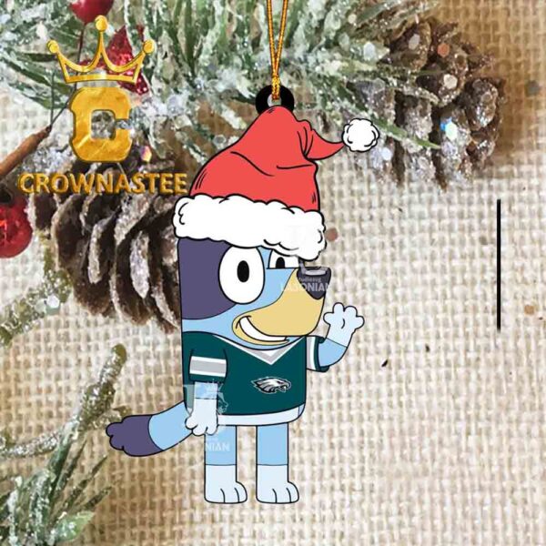 Philadelphia Eagles Christmas Bluey Say Hi NFL Acrylic Christmas Tree Decoration Ornament