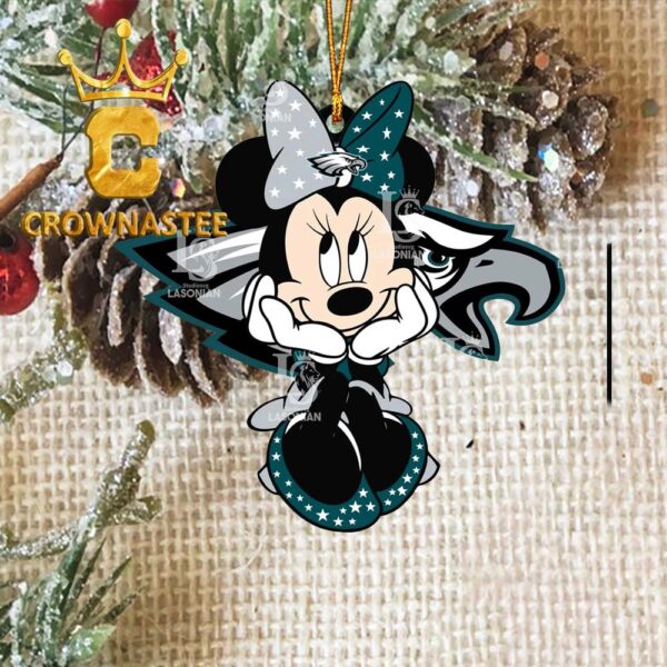 Philadelphia Eagles Cute Minnie Mouse Acrylic NFL Christmas Tree Decoration Ornament