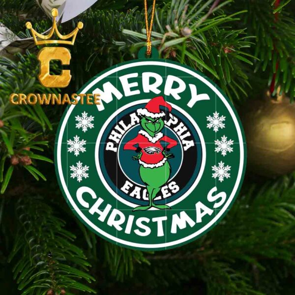 Philadelphia Eagles Grinch Merry Christmas Acrylic Christmas Tree Decoration Ornament