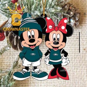 Philadelphia Eagles Mickey Minnie Mouse Cute Football NFL Acrylic Christmas Tree Decoration Ornament