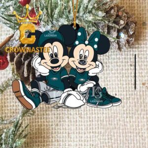 Philadelphia Eagles Mickey Minnie Mouse Football Sit NFL Acrylic Christmas Tree Decoration Ornament