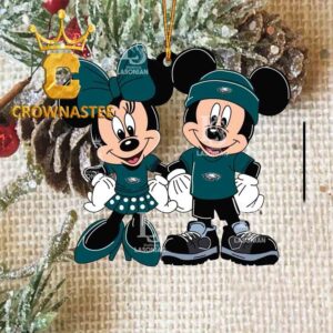 Philadelphia Eagles Mickey Minnie Rugby Ball NFL Acrylic Christmas Tree Decoration Ornament