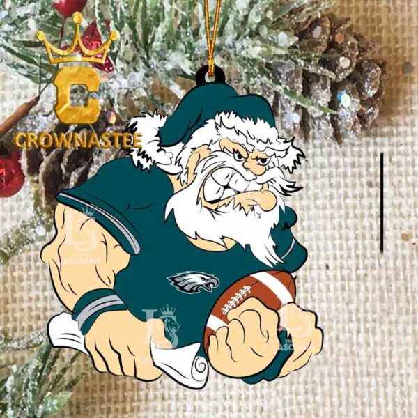 Philadelphia Eagles Santa Claus Angry NFL Acrylic Christmas Tree Decoration Ornament