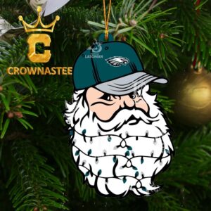 Philadelphia Eagles Santa Claus Face NFL Acrylic Christmas Tree Decoration Ornament