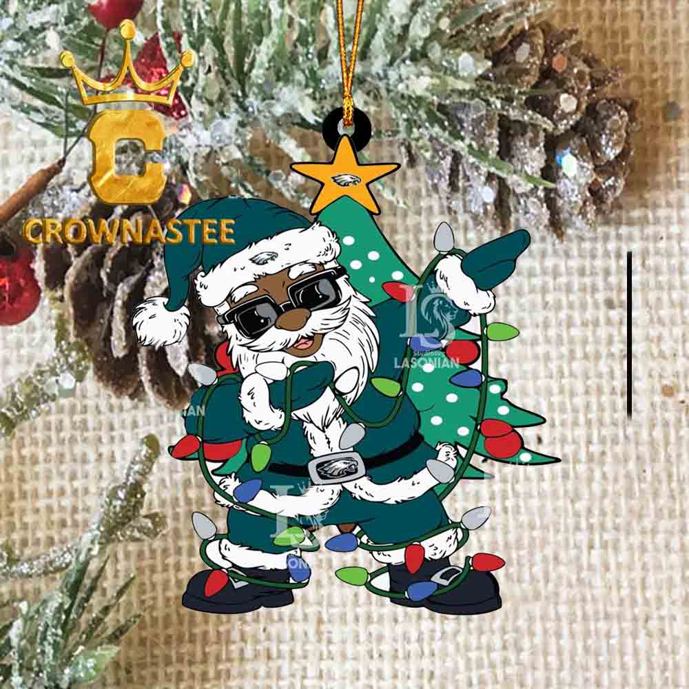Philadelphia Eagles Santa Claus Ugly Christmas NFL Acrylic Christmas Tree Decoration Ornament Philadelphia Eagles Santa Claus Ugly Christmas NFL Acrylic Christmas Tree Decoration Ornament