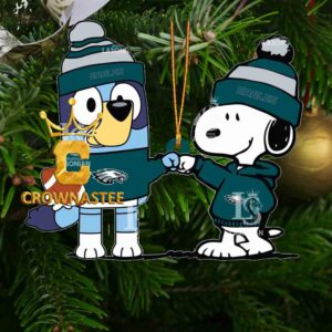Philadelphia Eagles Snoopy Bluey Football NFL Acrylic Christmas Tree Decoration Ornament
