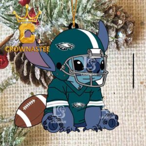 Philadelphia Eagles Stitch With A Football NFL Christmas Tree Decoration Ornament