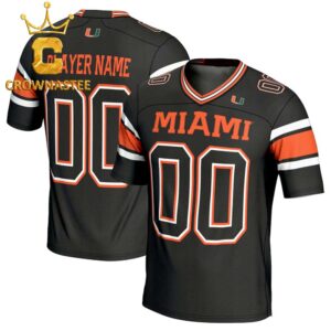 Miami Hurricanes Football Black Custome Name And Number Football Jersey