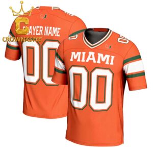 Miami Hurricanes Football Orange Custome Name And Number Football Jersey