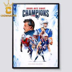 New England Patriots 2025 Champions AFC East Home Decor Poster Canvas Crown