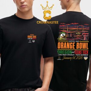 Oregon Duck vs Texas Tech Red Raiders Football 2026 Orange Bowl Gameday Two Sided T-Shirt