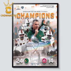 Miami Hurricanes Football 2025 Champions Cotton Bowl Home Decor Poster Canvas