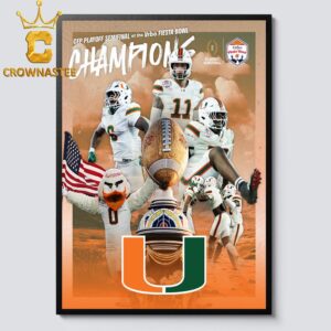 Miami Hurricanes Football 2026 Fiesta Bowl Champions Home Decor Poster Canvas