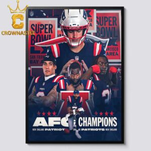 New England Patriots 2025 AFC Champions To Super Bowl LX Home Decor Poster Canvas