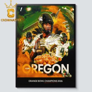 Oregon Ducks Football 2026 Champions Orange Bowl Home Decor Poster Canvas