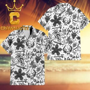 Stranger Things Demogorgon Black White Pattern Hawaiian Shirt
