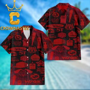 Stranger Things Hellfire Club WSQK Pattern Black Hawaiian Shirt