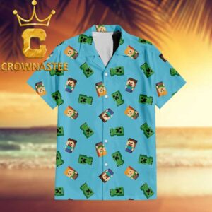 Minecraft Steve Alex Creeper Tubbz Pattern Regular Hawaiian Shirt