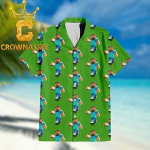 Minecraft Steve Green Pattern Summer Vibe Regular Hawaiian Shirt