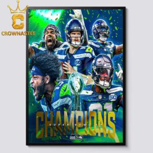 Seattle Seahawks 2025 Super Bowl LX Champions Trophy Home Decor Poster Canvas