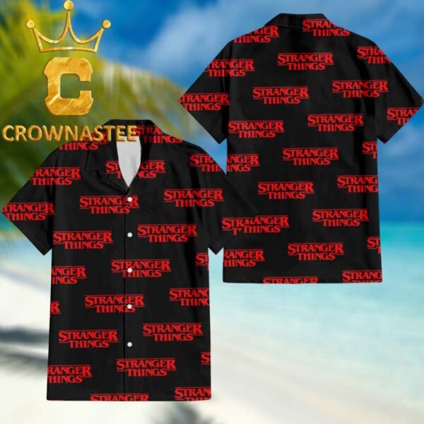 Stranger Things Logo Red And Black Hawaiian Shirt